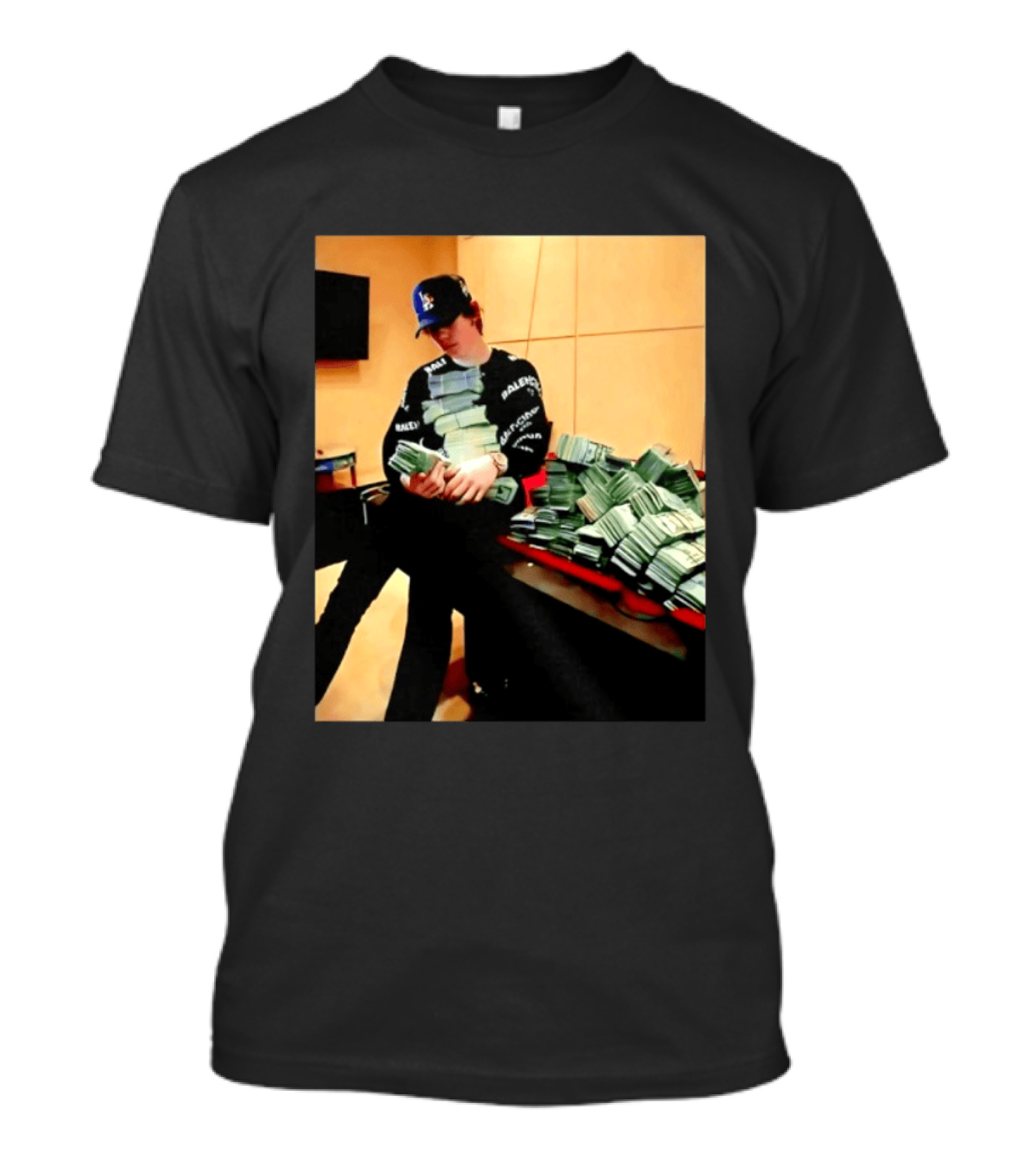 Balenciaga Black Long Sleeve With RALEC And Los Angeles Cap T-Shirt