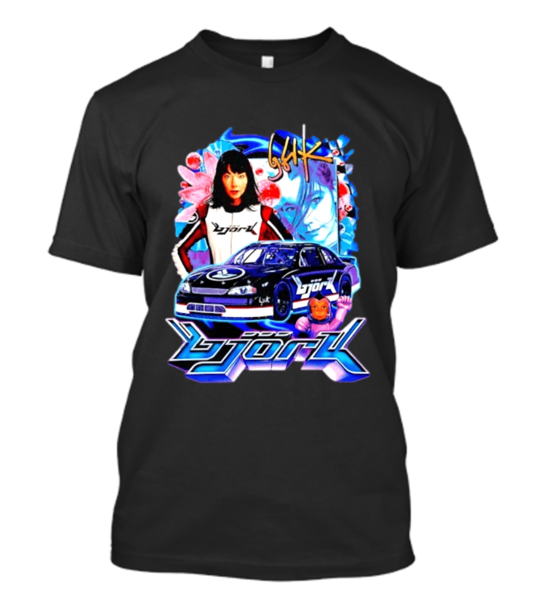 Vintage Bjork Racing Car Graphic Icelandic Music T-Shirt