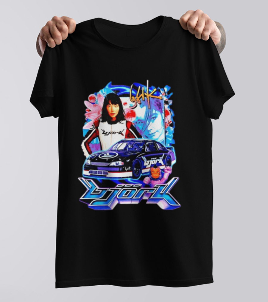 Vintage Bjork Racing Car Graphic Icelandic Music T-Shirt