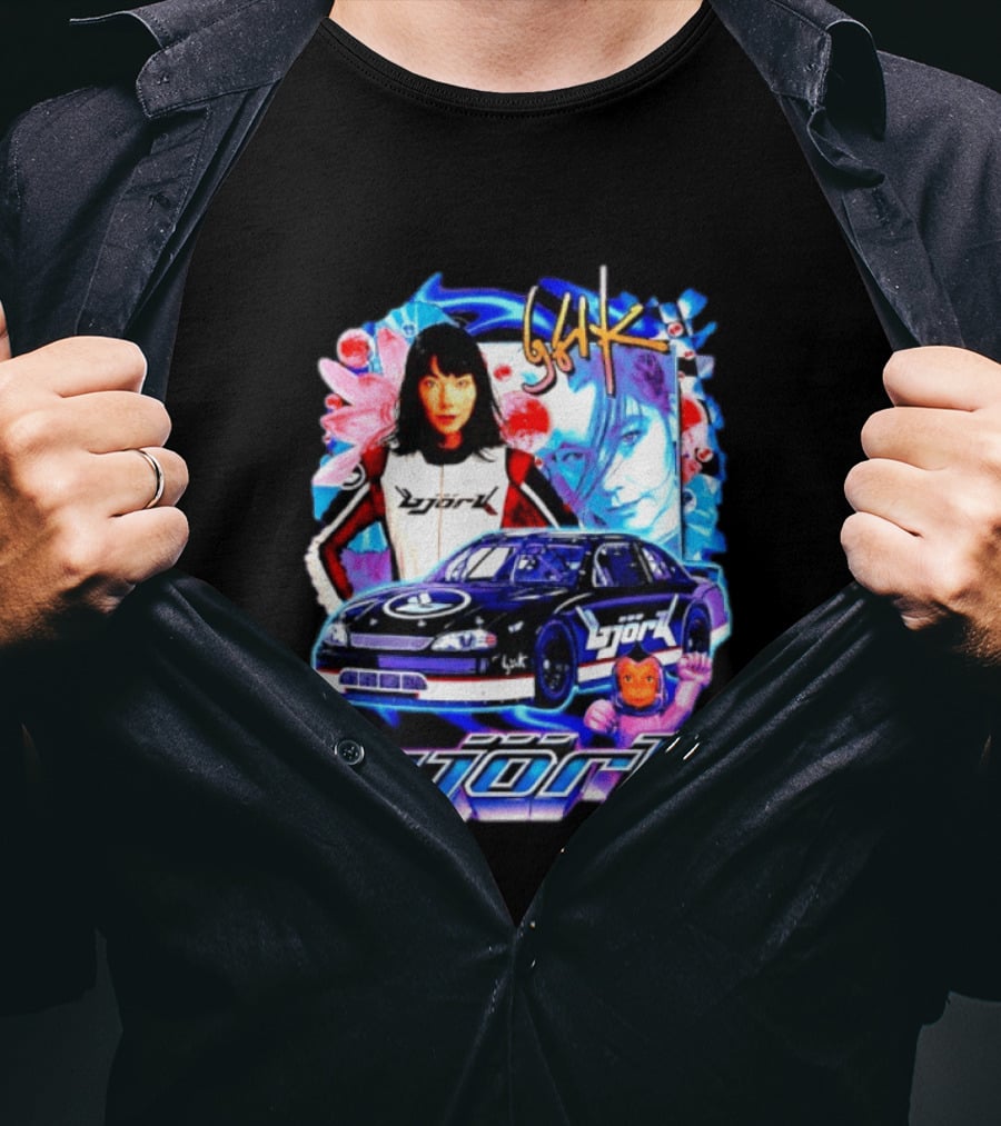 Vintage Bjork Racing Car Graphic Icelandic Music T-Shirt