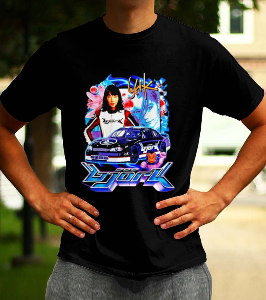 Vintage Bjork Racing Car Graphic Icelandic Music T-Shirt
