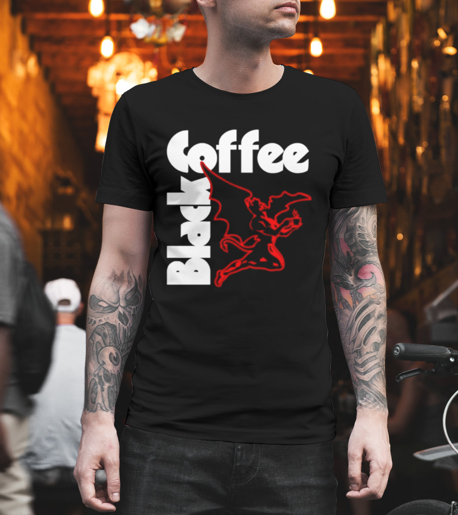Black Coffee Devil Caffeine Drinking T-Shirt