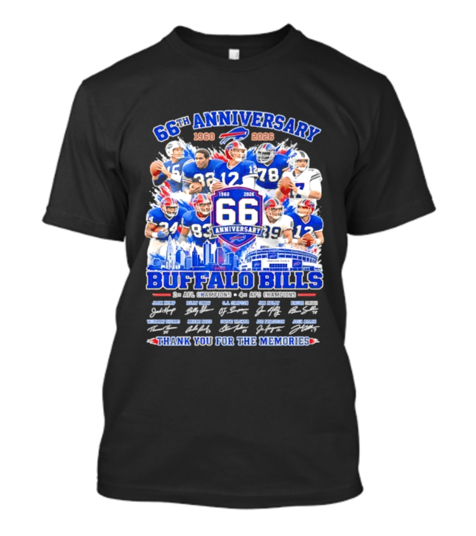 66th Anniversary Buffalo Bills 1960 2026 AFL Champions Thank You For The Memories T-Shirt