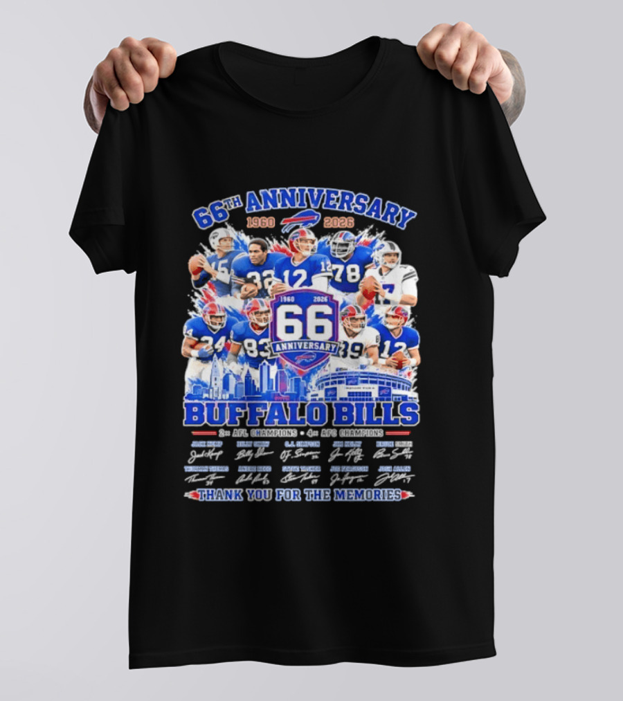 66th Anniversary Buffalo Bills 1960 2026 AFL Champions Thank You For The Memories T-Shirt