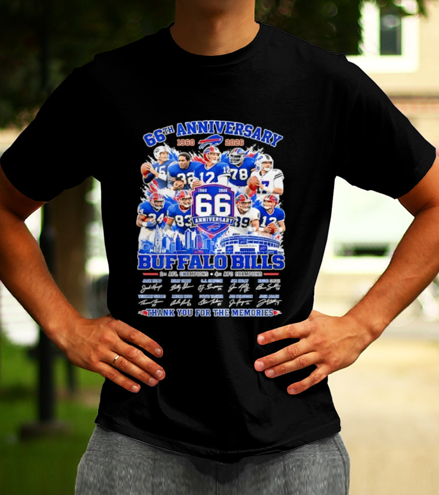 66th Anniversary Buffalo Bills 1960 2026 AFL Champions Thank You For The Memories T-Shirt