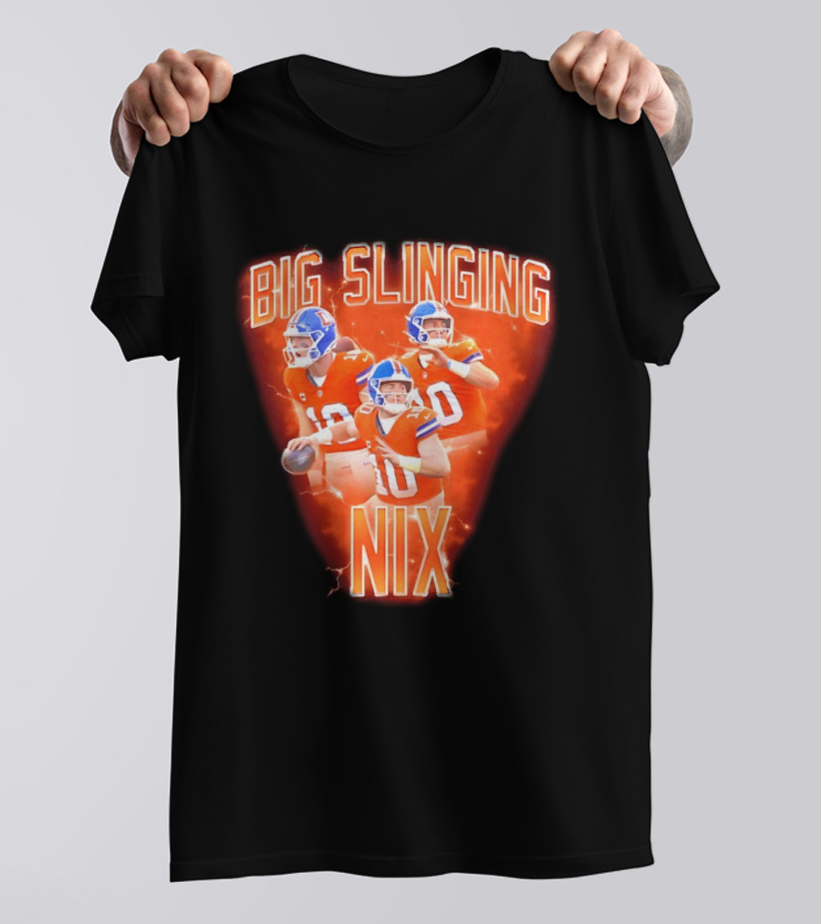 Denver Broncos Big Slinging Bo Nix Collage T-Shirt