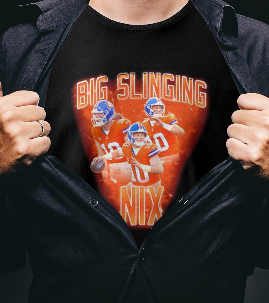 Denver Broncos Big Slinging Bo Nix Collage T-Shirt