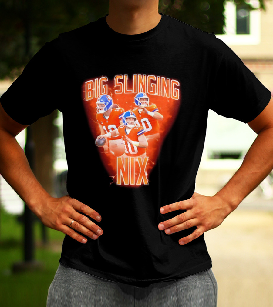 Denver Broncos Big Slinging Bo Nix Collage T-Shirt