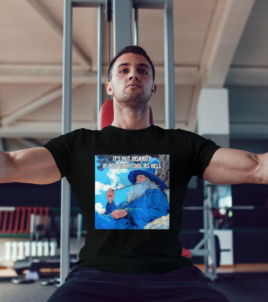 It's Not Insanity If You Look Cool As Hell Wizard Smoking Pipe T-Shirt