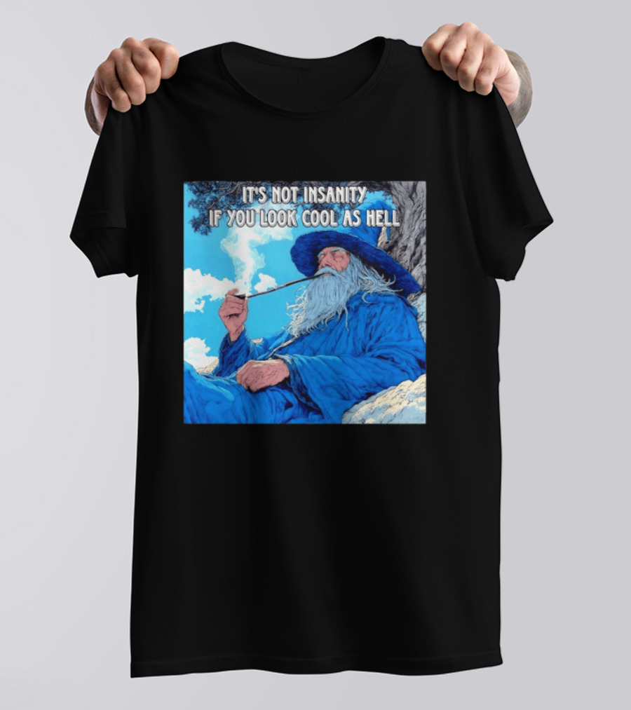 It's Not Insanity If You Look Cool As Hell Wizard Smoking Pipe T-Shirt