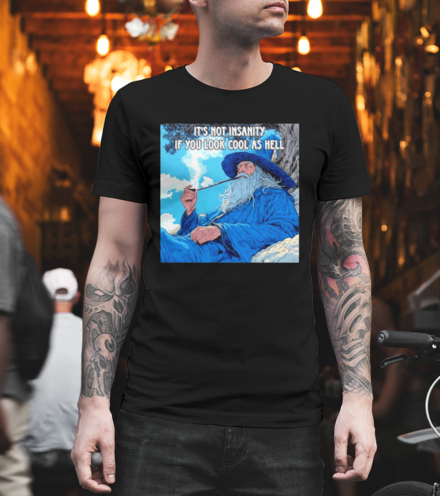 It's Not Insanity If You Look Cool As Hell Wizard Smoking Pipe T-Shirt