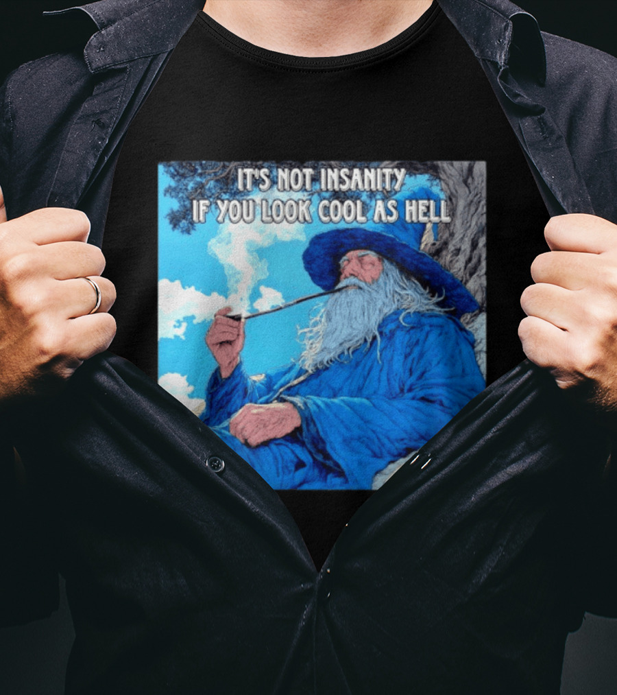 It's Not Insanity If You Look Cool As Hell Wizard Smoking Pipe T-Shirt