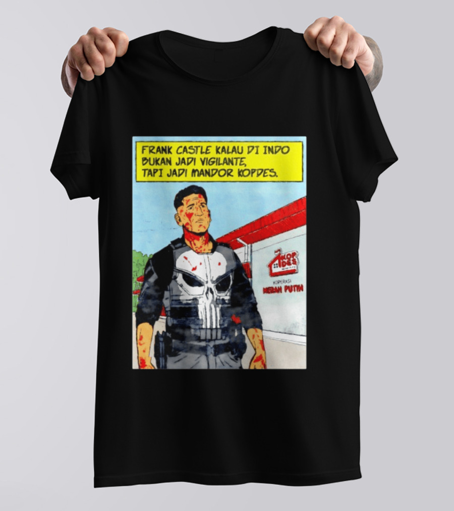 Frank Castle Kalau Di Indo Bukan Jadi Vigilante Tapi Jadi Mandor Kopdes Koperasi Merah Putih Marvel Comics T-Shirt