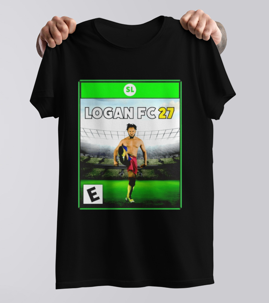 LOGAN FC 27 Soccer Game Box Art With Player In Stadium T-Shirt