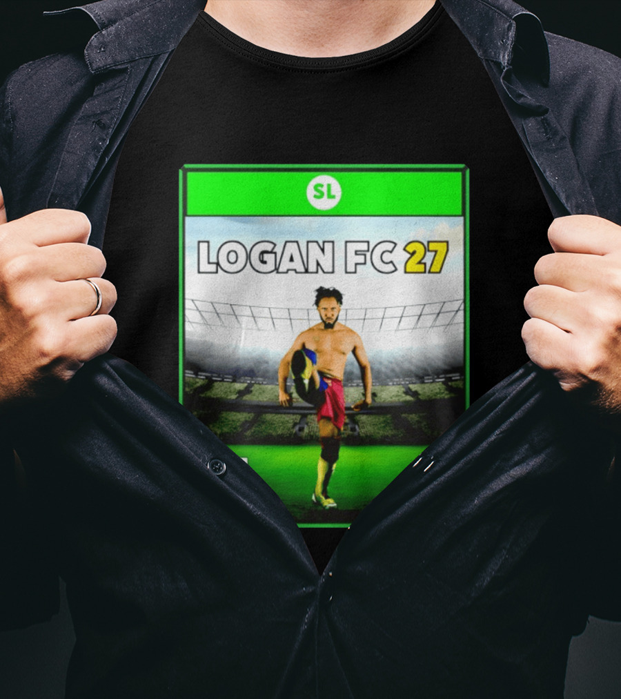 LOGAN FC 27 Soccer Game Box Art With Player In Stadium T-Shirt