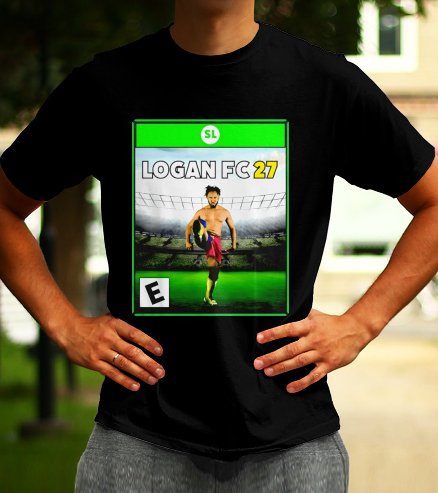 LOGAN FC 27 Soccer Game Box Art With Player In Stadium T-Shirt