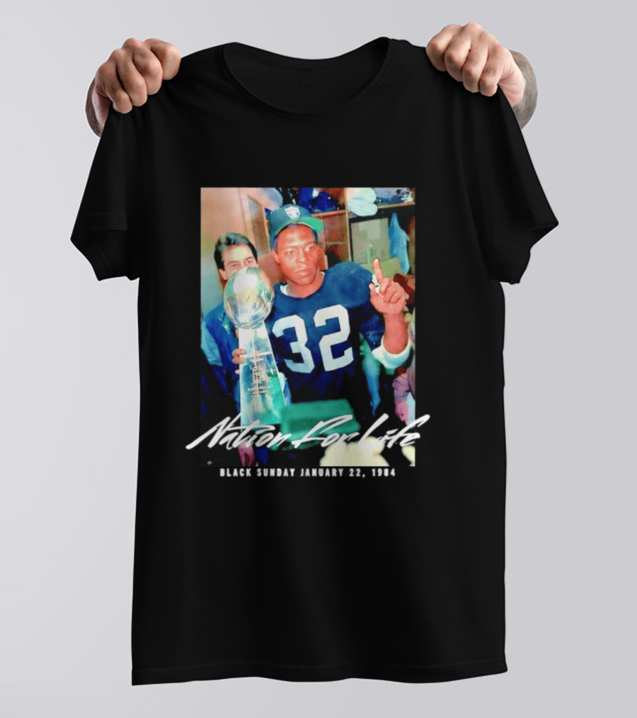 Marcus Allen Nation For Life Black Sunday January 22 1984 T-Shirt