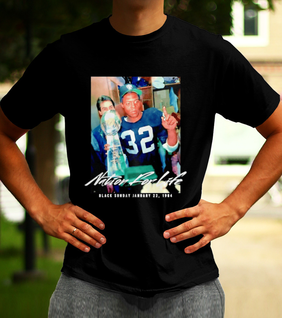Marcus Allen Nation For Life Black Sunday January 22 1984 T-Shirt