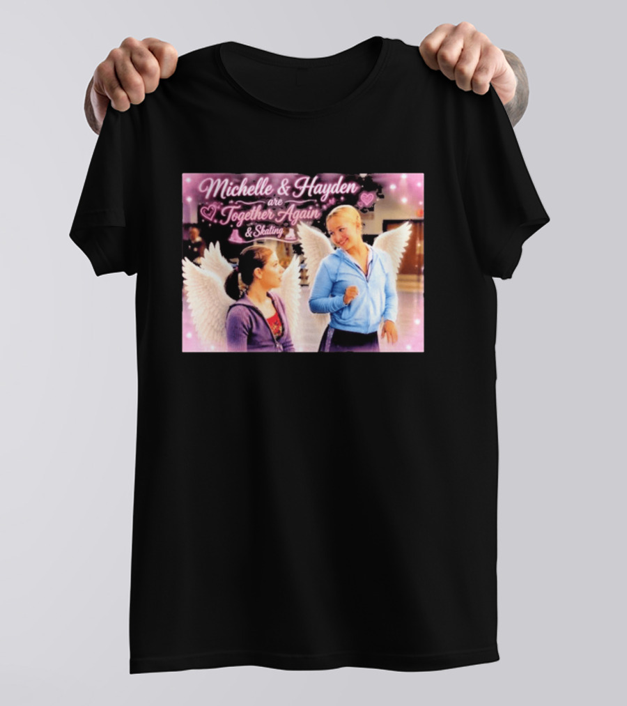 Michelle & Hayden Are Together Again Skating With Angel Wings And Hearts T-Shirt