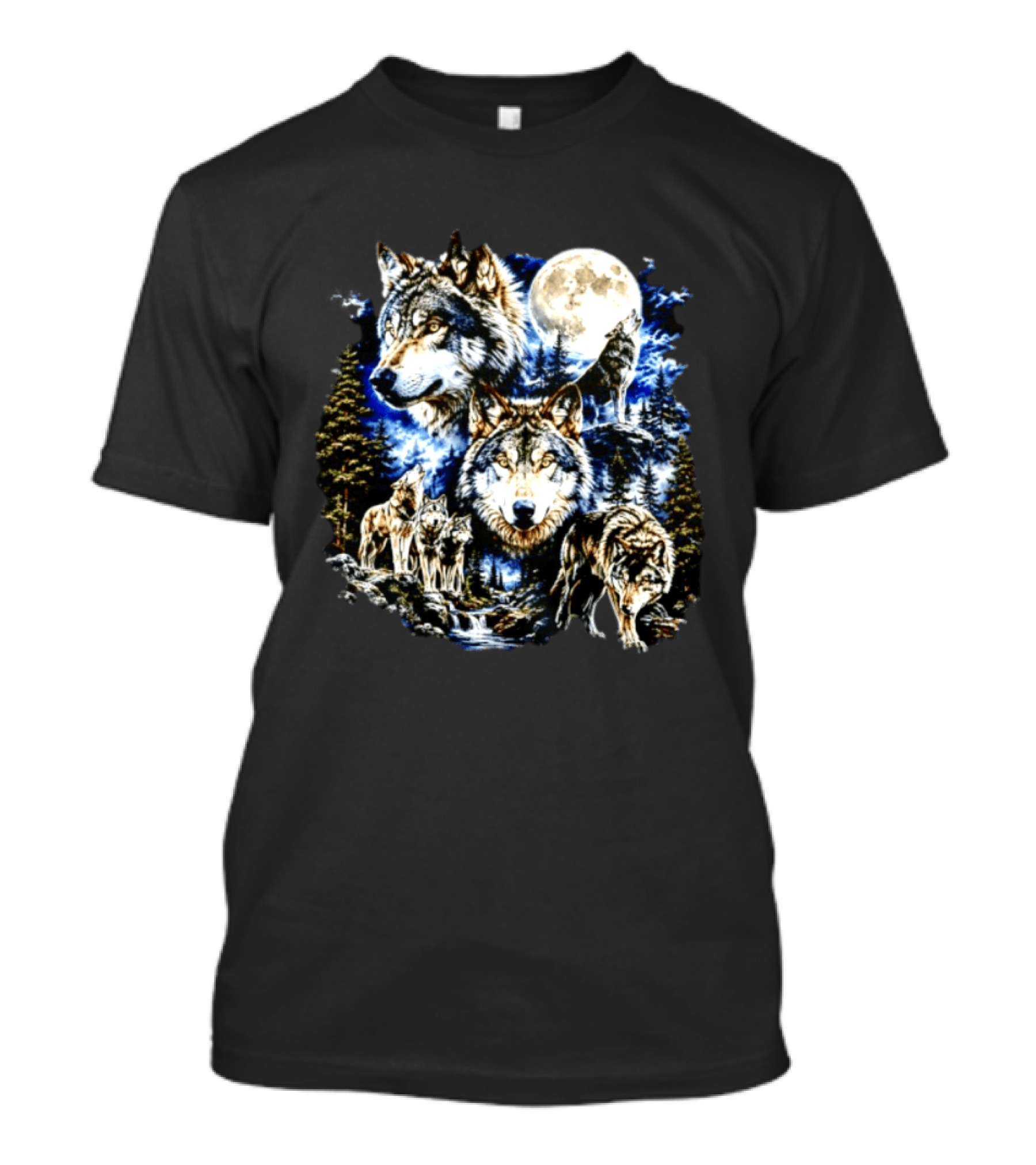 MS Studio Wolf Pack Full Moon Forest Wilderness Nature T-Shirt