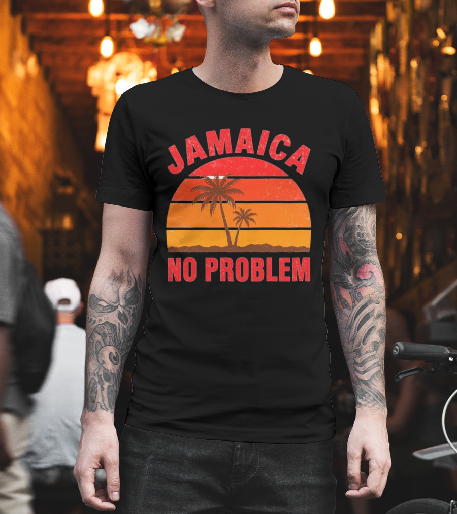 Jamaica No Problem Sunset Palm Trees Vintage Island Vibes T-Shirt