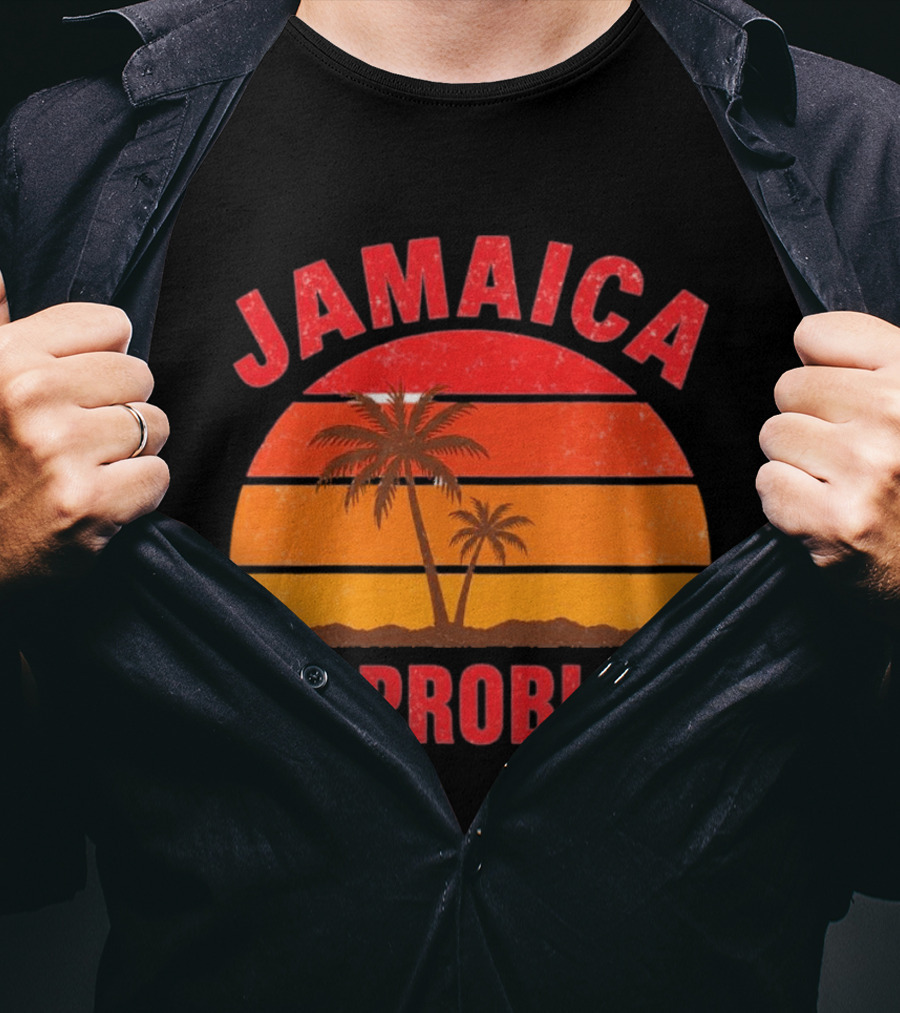 Jamaica No Problem Sunset Palm Trees Vintage Island Vibes T-Shirt