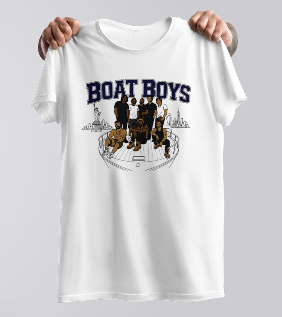 Boat Boys New York City Skyline Statue Of Liberty Group Giants T-Shirt
