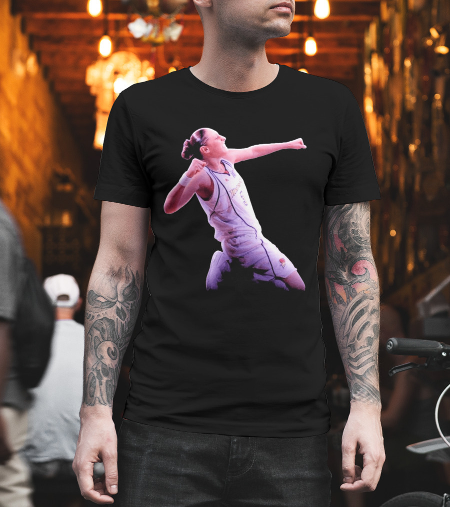 Taurasi Number 5 White Jersey Phoenix Mercury Victory Pose T-Shirt