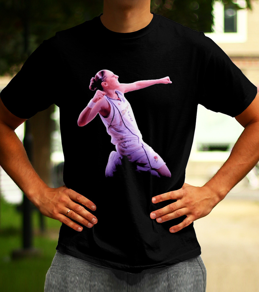 Taurasi Number 5 White Jersey Phoenix Mercury Victory Pose T-Shirt
