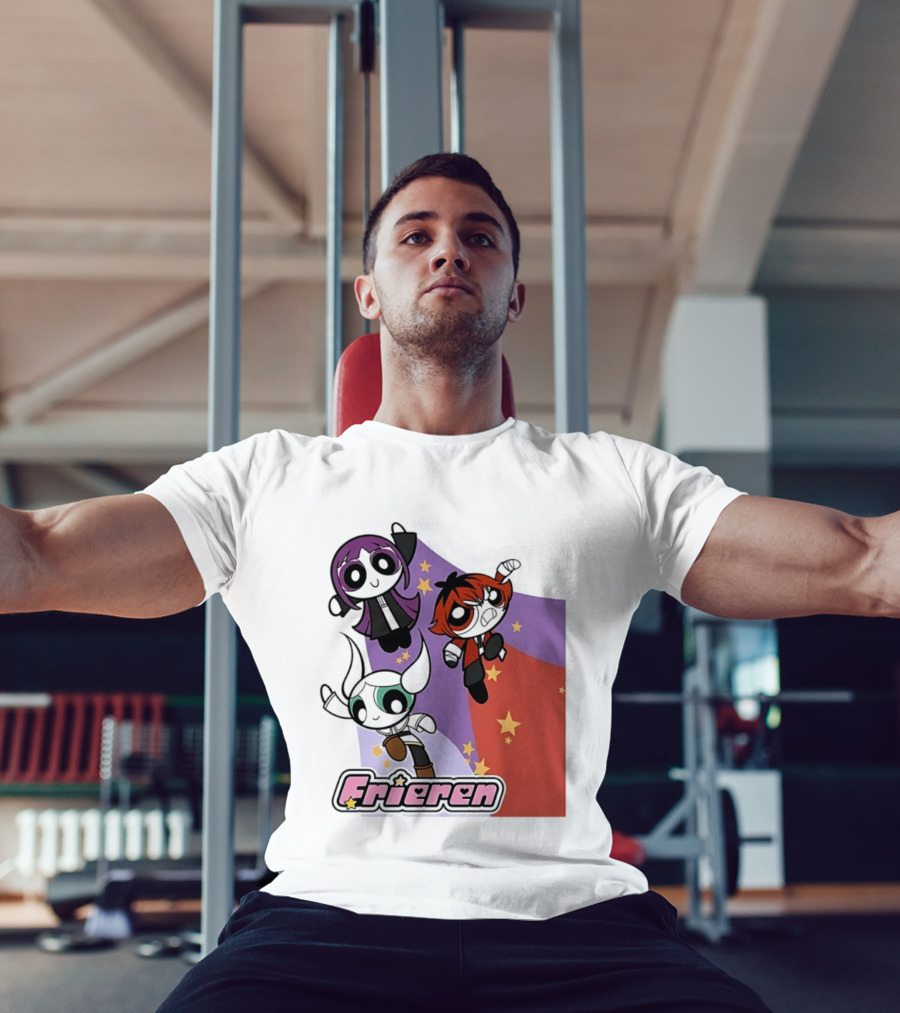Frieren Characters In Powerpuff Girls Style With Stars T-Shirt