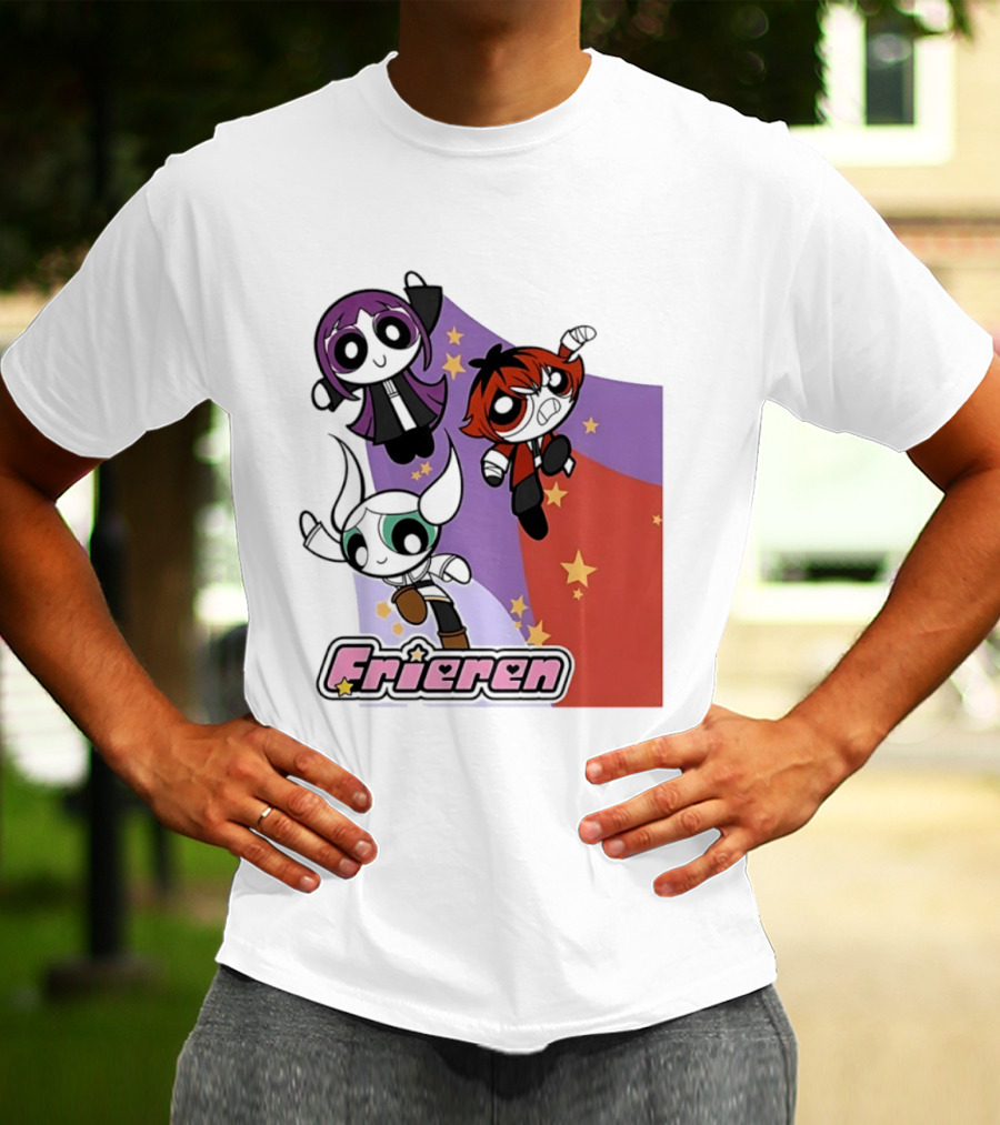 Frieren Characters In Powerpuff Girls Style With Stars T-Shirt