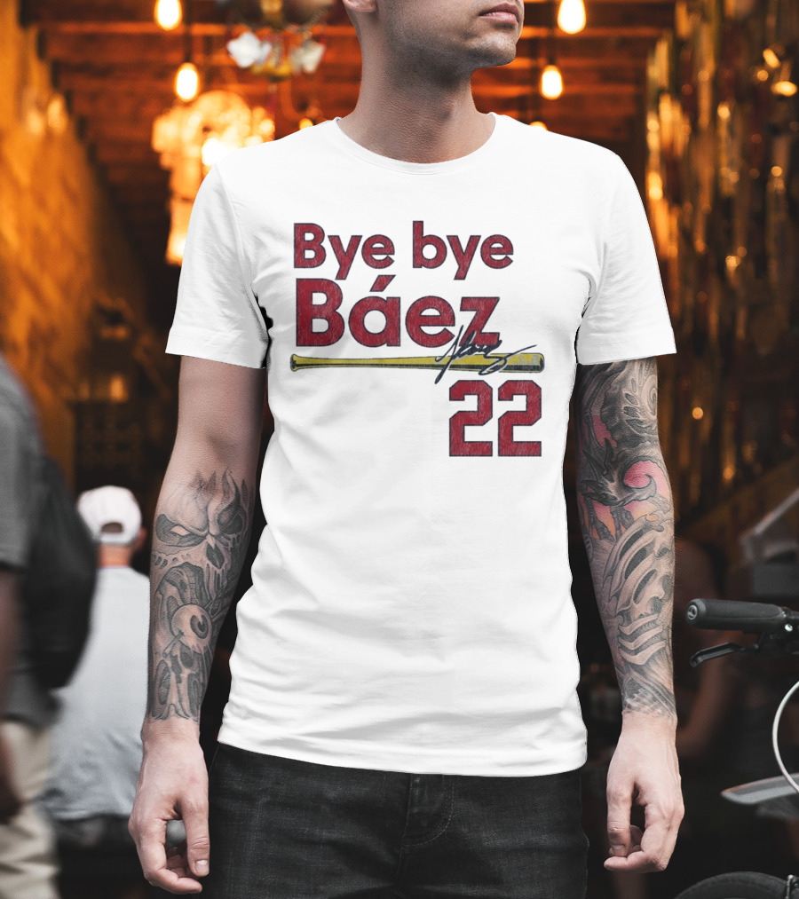 Bye Bye Báez St. Louis Cardinals MLB 2026 Number 22 Baseball Bat Signature T-Shirt