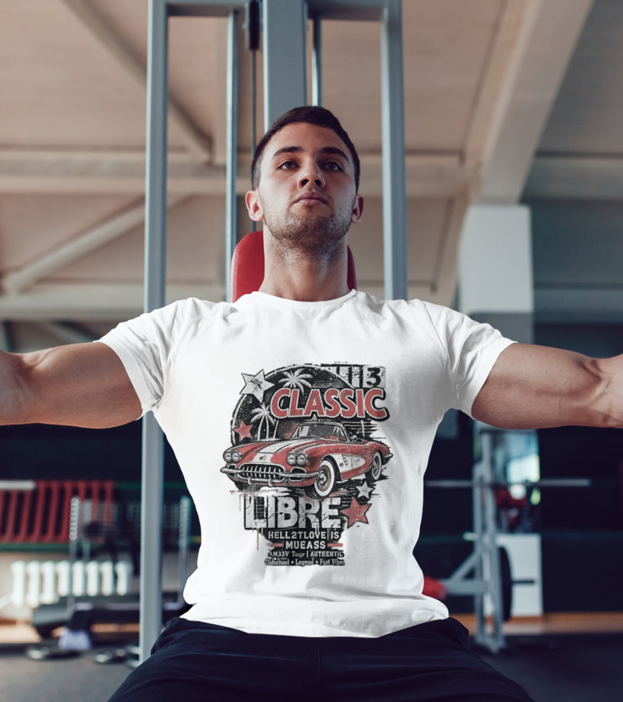 Classic Muscle Car Palm Tree Libre Americana Oldschool Legend Fast Vibes T-Shirt