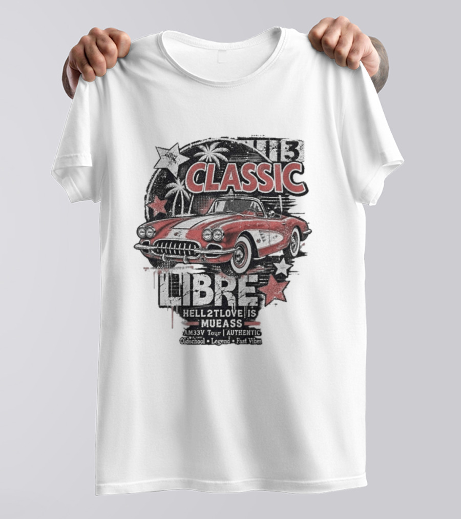 Classic Muscle Car Palm Tree Libre Americana Oldschool Legend Fast Vibes T-Shirt