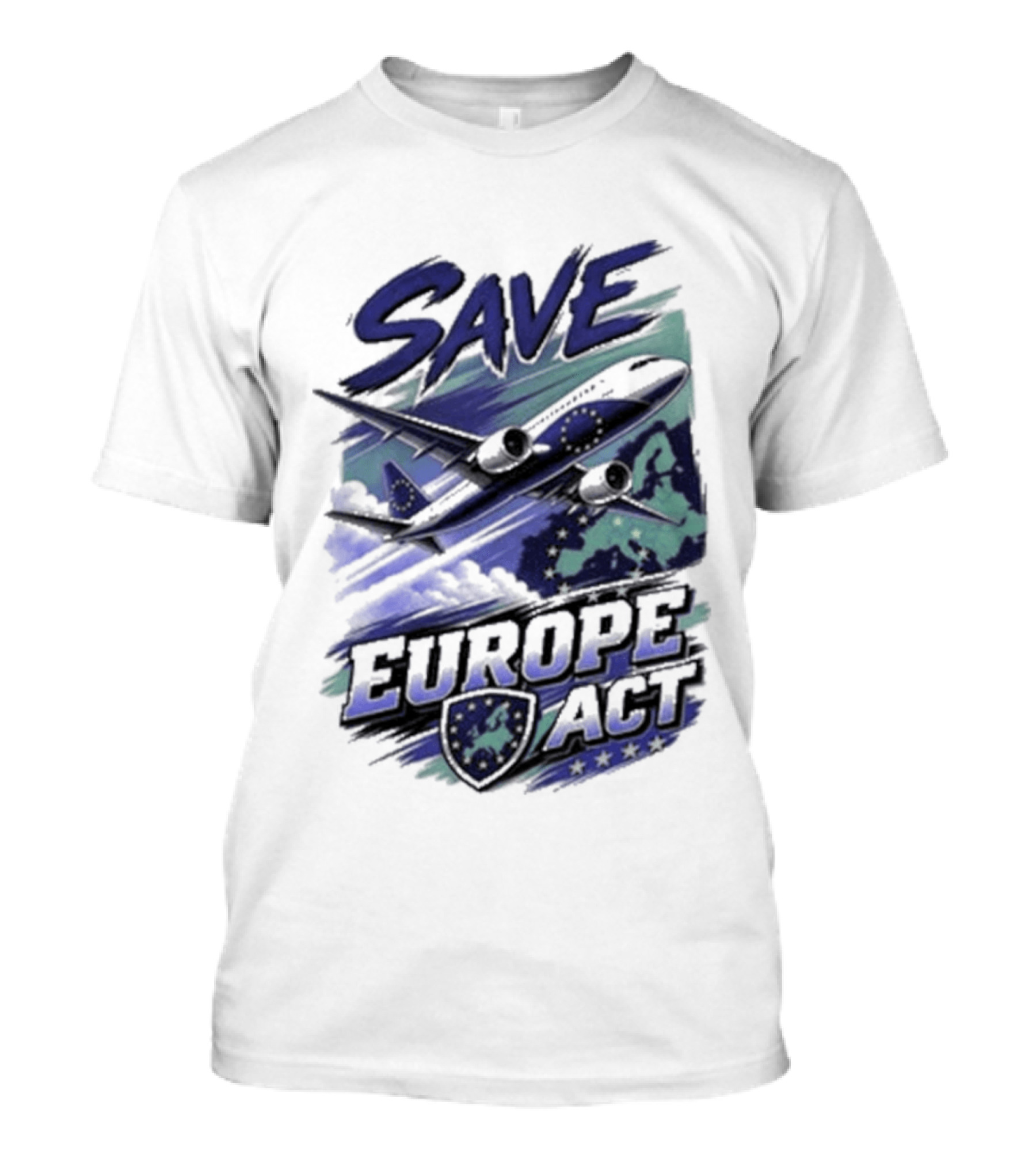 Save Europe Act 2026 Airplane Map Stars T-Shirt