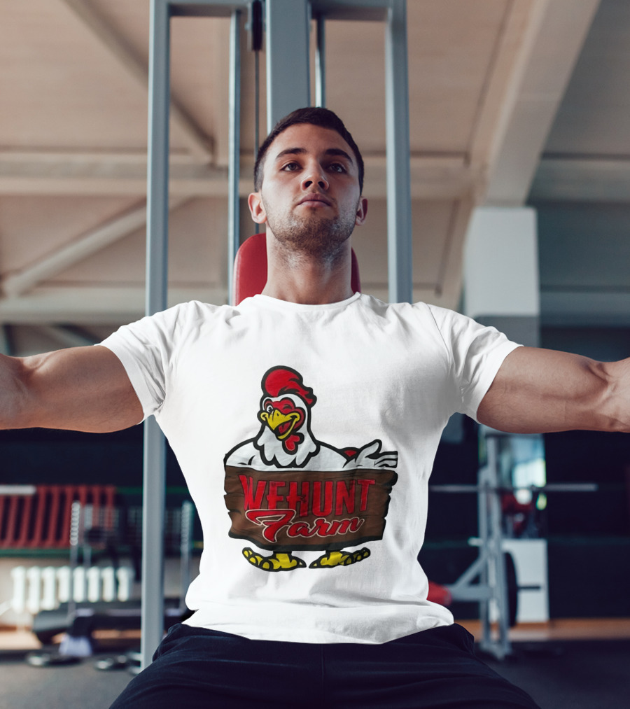 Wehunt Farm Chicken Winking Rooster With Red And Yellow Accents T-Shirt