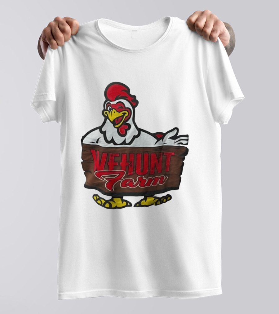 Wehunt Farm Chicken Winking Rooster With Red And Yellow Accents T-Shirt