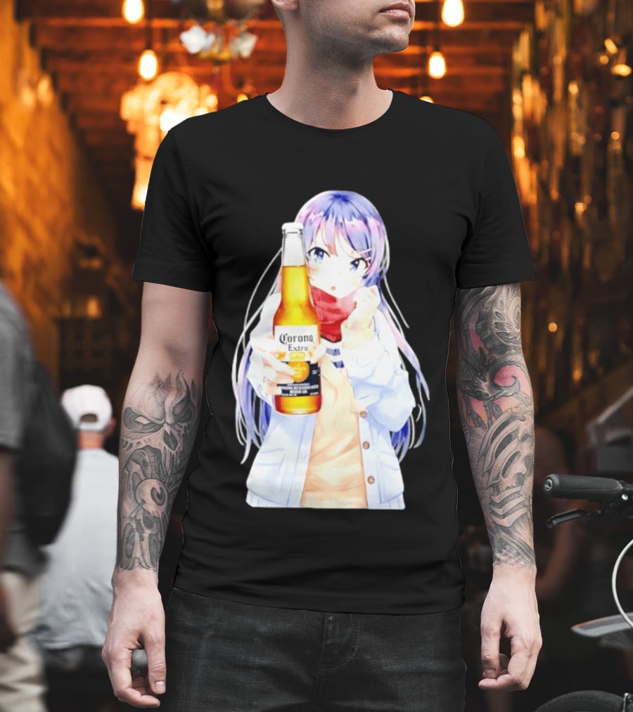 Mai Sakurajima Holding Corona Extra Rascal Does Not Dream Of Bunny Girl Senpai Anime T-Shirt