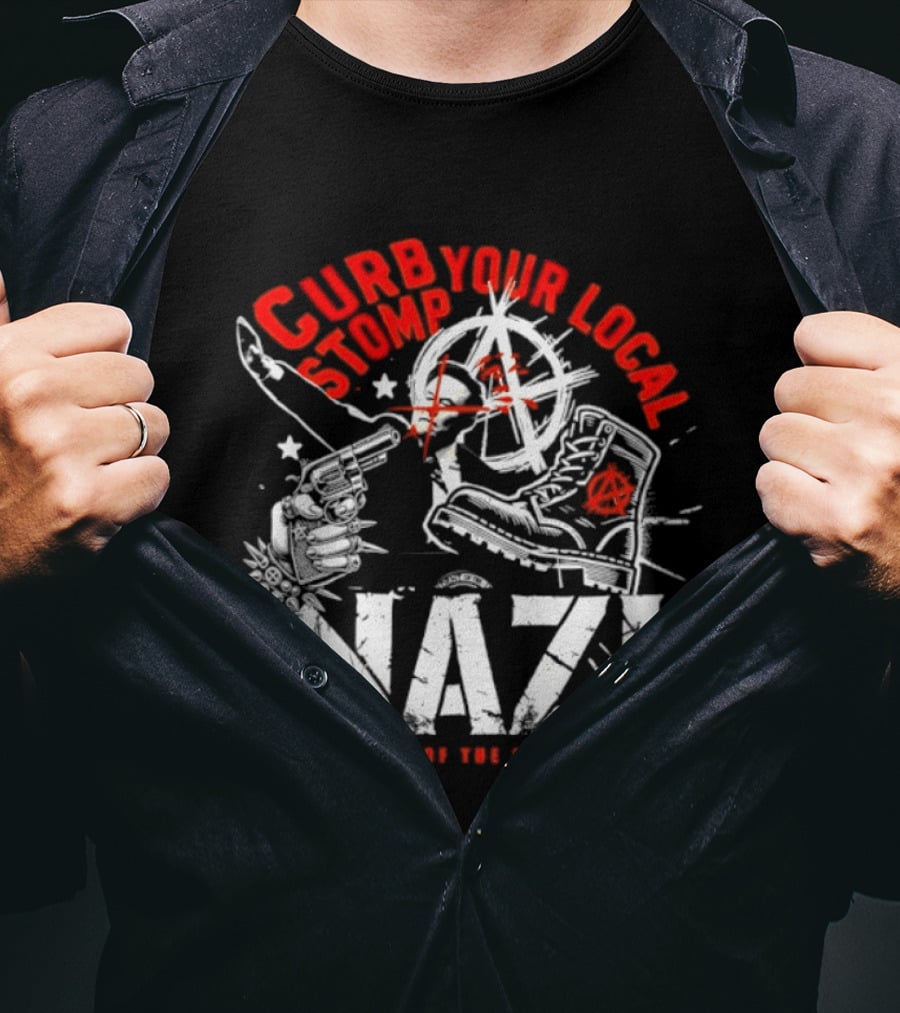 Curb Your Local Stomp Nazi Not A Part Of The Elon Agenda Combat Symbol Confrontational Message T-Shirt