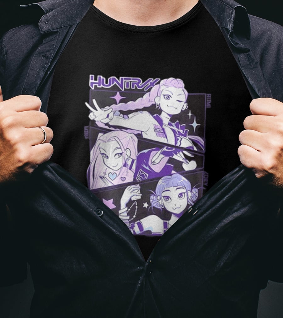 Huntrix Rumi Mira Zoey K POP World Tour Demon Hunters 2 Sided T-Shirt
