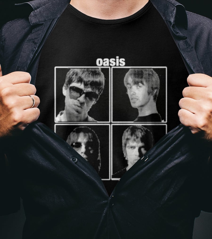 Oasis Band Members Britpop Liam Gallagher Iconic 90s Music Photos T-Shirt