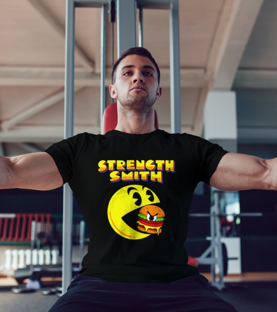 Strength Smith Pac Man Vs Burger Gaming Showdown T-Shirt