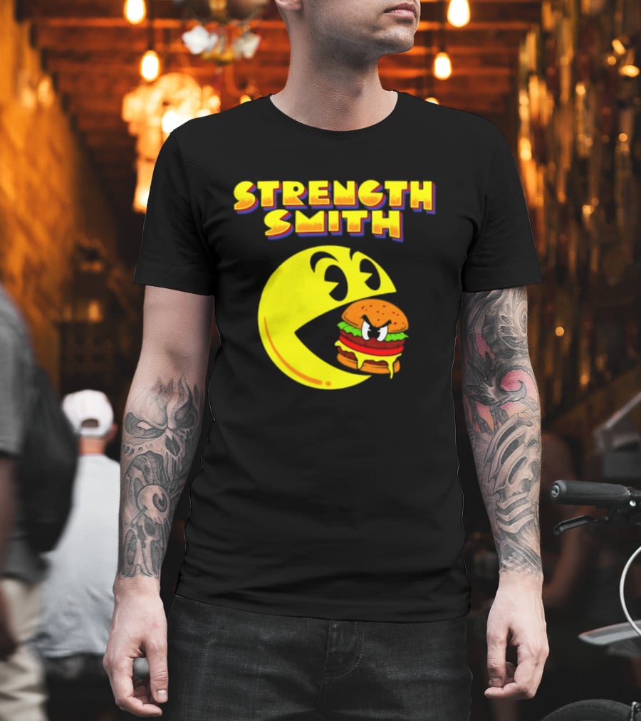 Strength Smith Pac Man Vs Burger Gaming Showdown T-Shirt