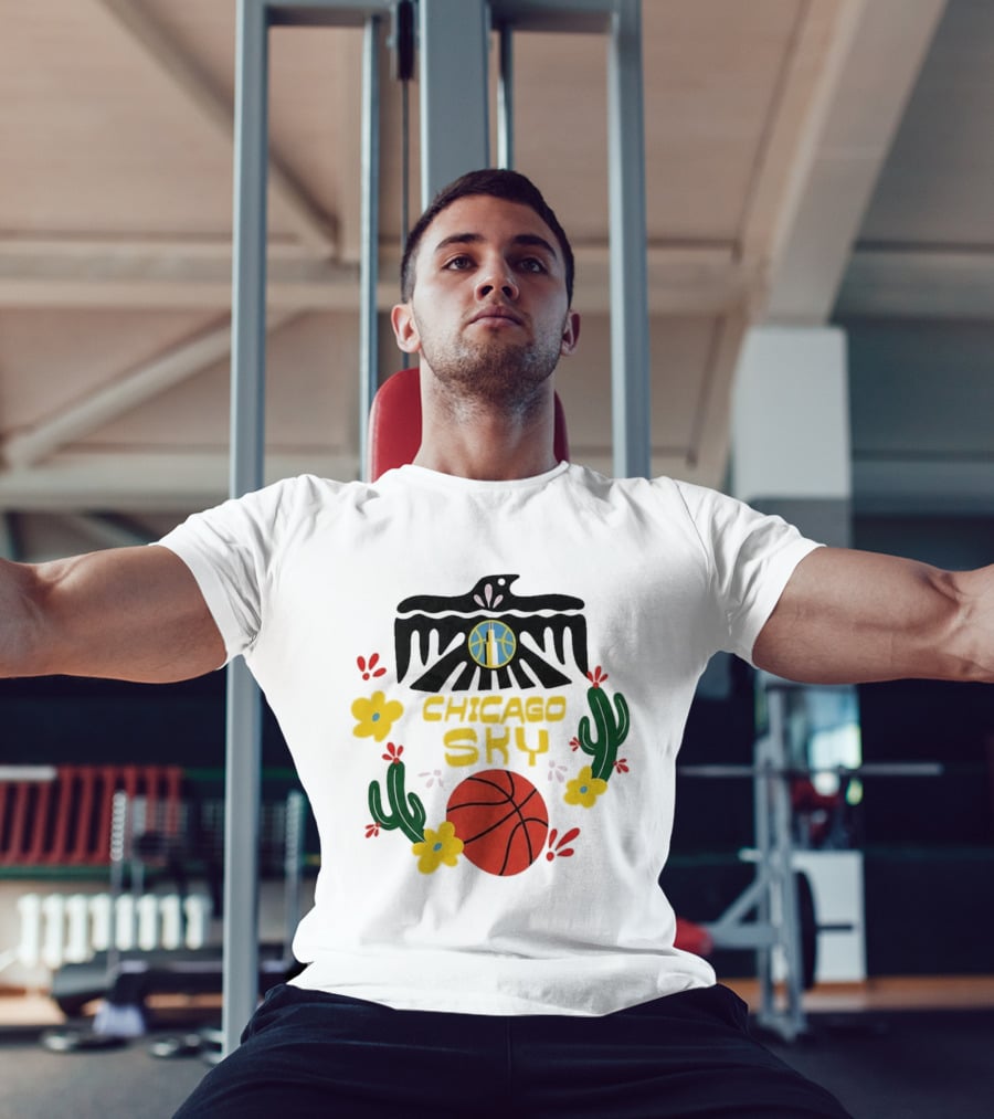 Chicago Sky Latina Empowerment Night Basketball With Floral Cactus Motif T-Shirt
