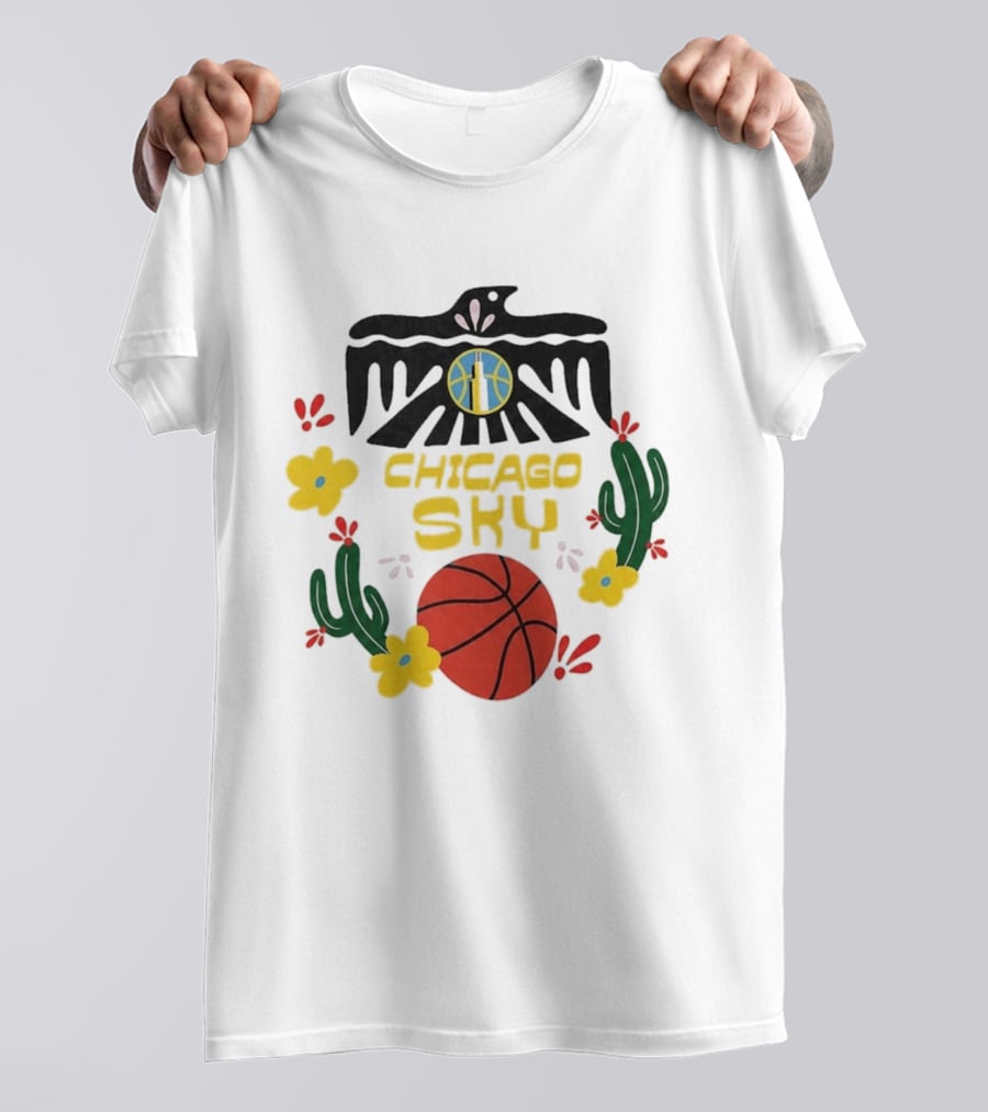 Chicago Sky Latina Empowerment Night Basketball With Floral Cactus Motif T-Shirt