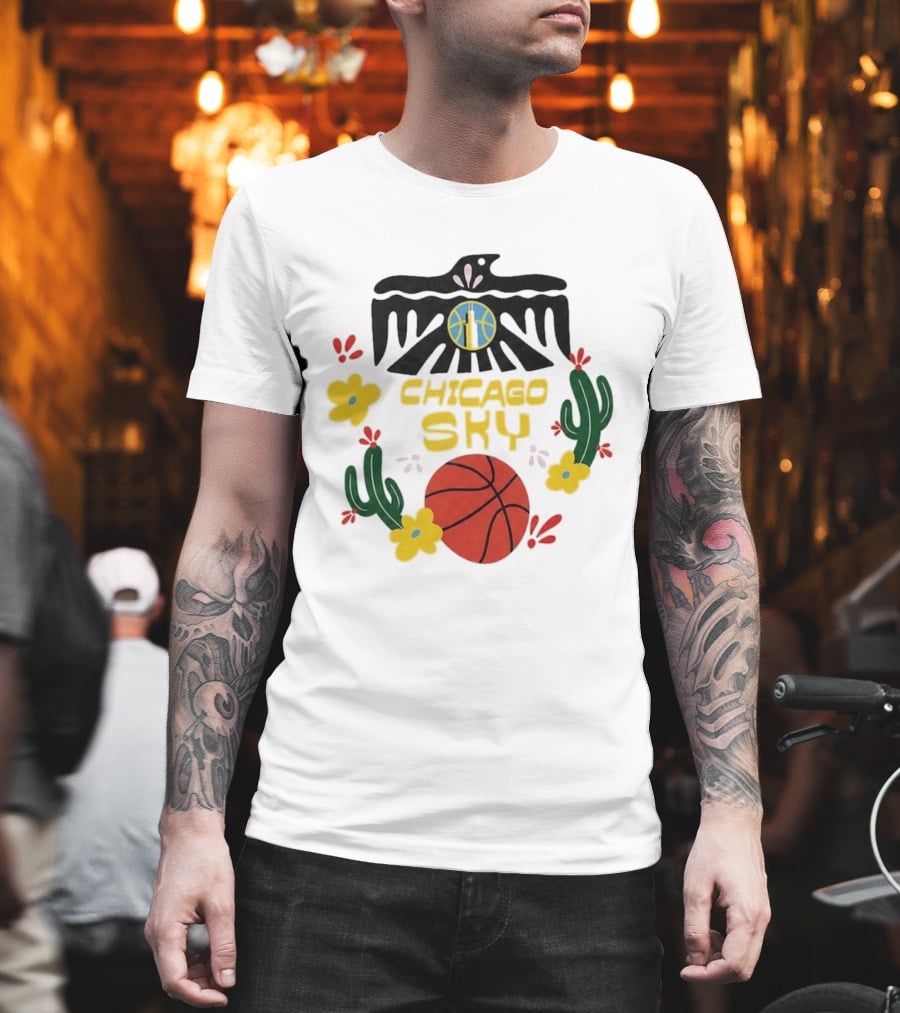 Chicago Sky Latina Empowerment Night Basketball With Floral Cactus Motif T-Shirt