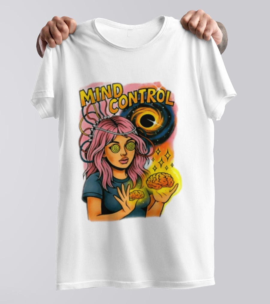 Mind Control Teen Hearts Psychedelic Black Hole Spiral Eyes Brain Magic T-Shirt
