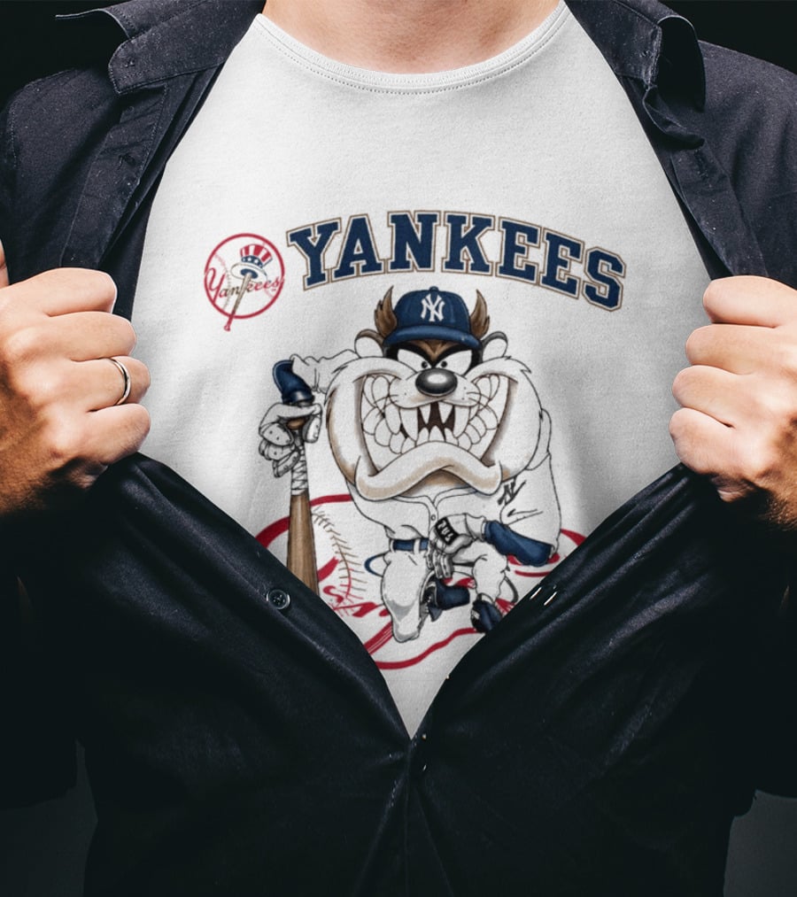 NY Yankees Tasmanian Devil Looney Tunes Baseball MLB T-Shirt