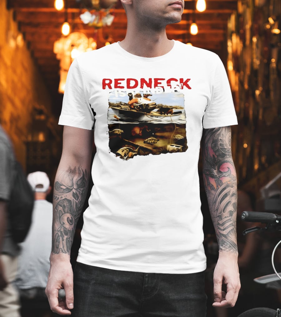 Redneck Fishfinder Fishing Boat Scene With Underwater View T-Shirt