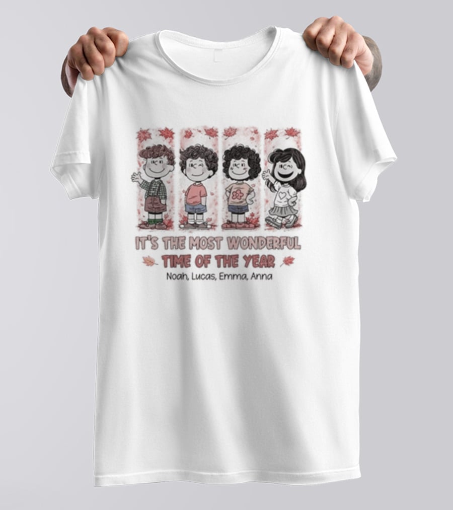 It's The Most Wonderful Time Of The Year Fall Snoopy Personalized Noah Lucas Emma Anna T-Shirt